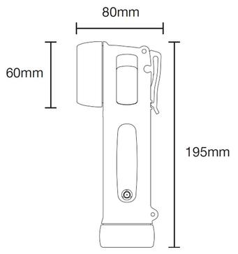 Wolf ATEX LED Torches (Zones 0, 1, 2, 21 & 22 Hazardous Areas) - Product Dimensions